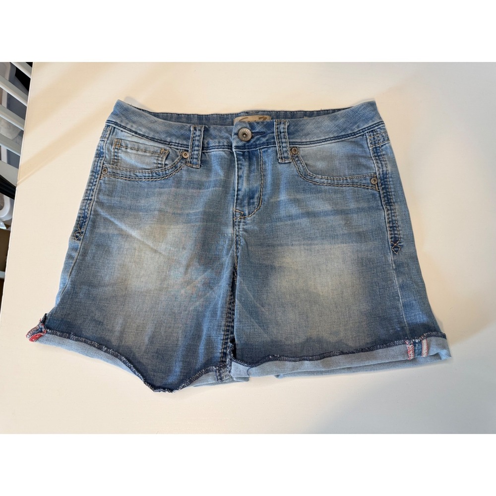 Seven7 Sexy Relaxed Light Wash Denim Cuffed Jean Shorts Size 6